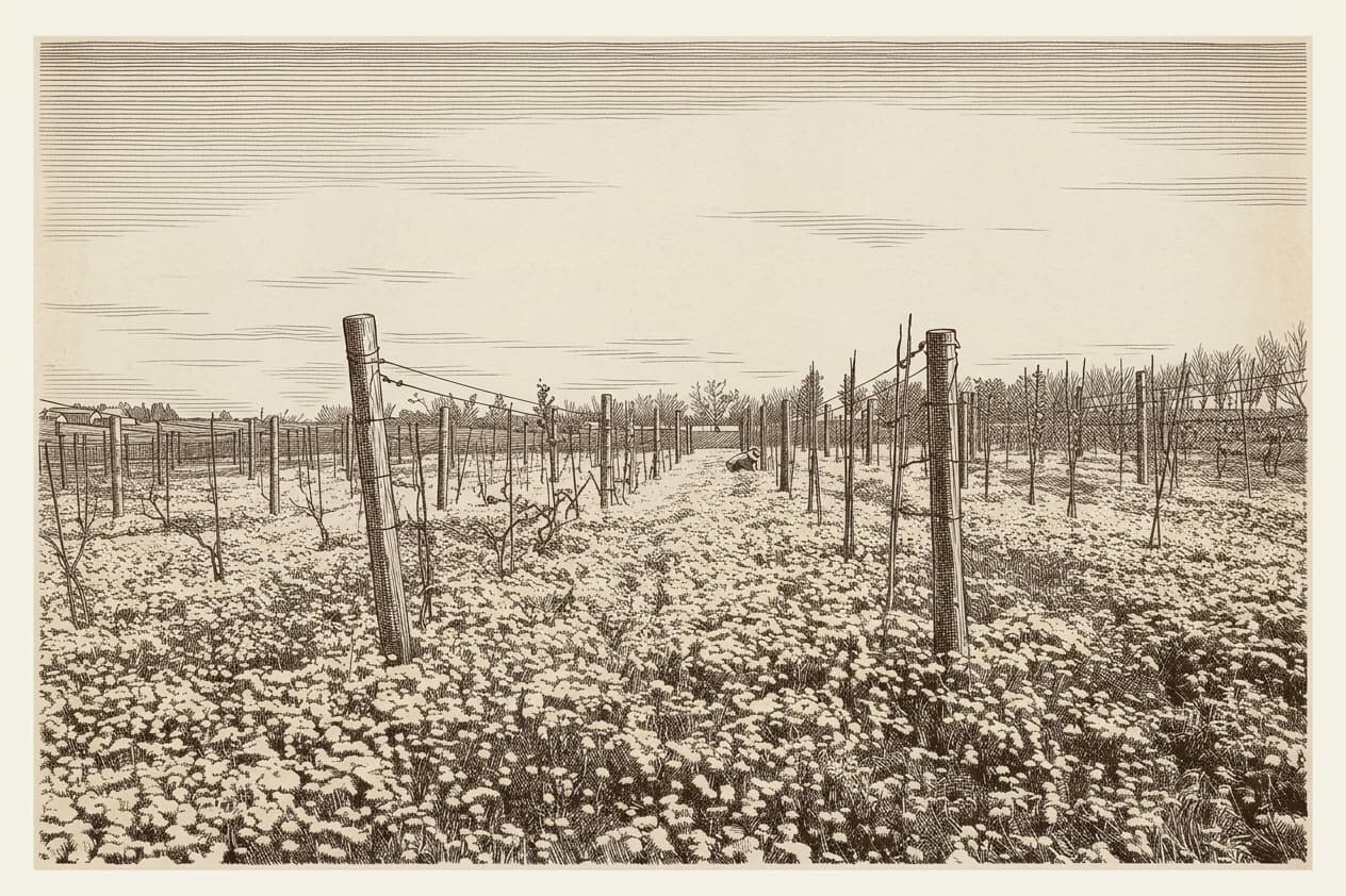 Etching of the Aizawa Nouen vineyard