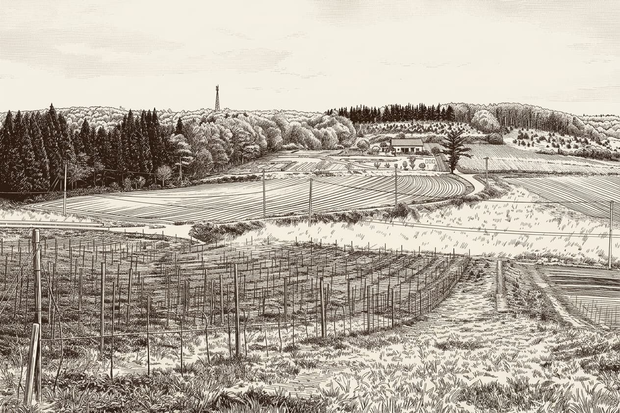 Etching of the Fattoria AL FIORE vineyard