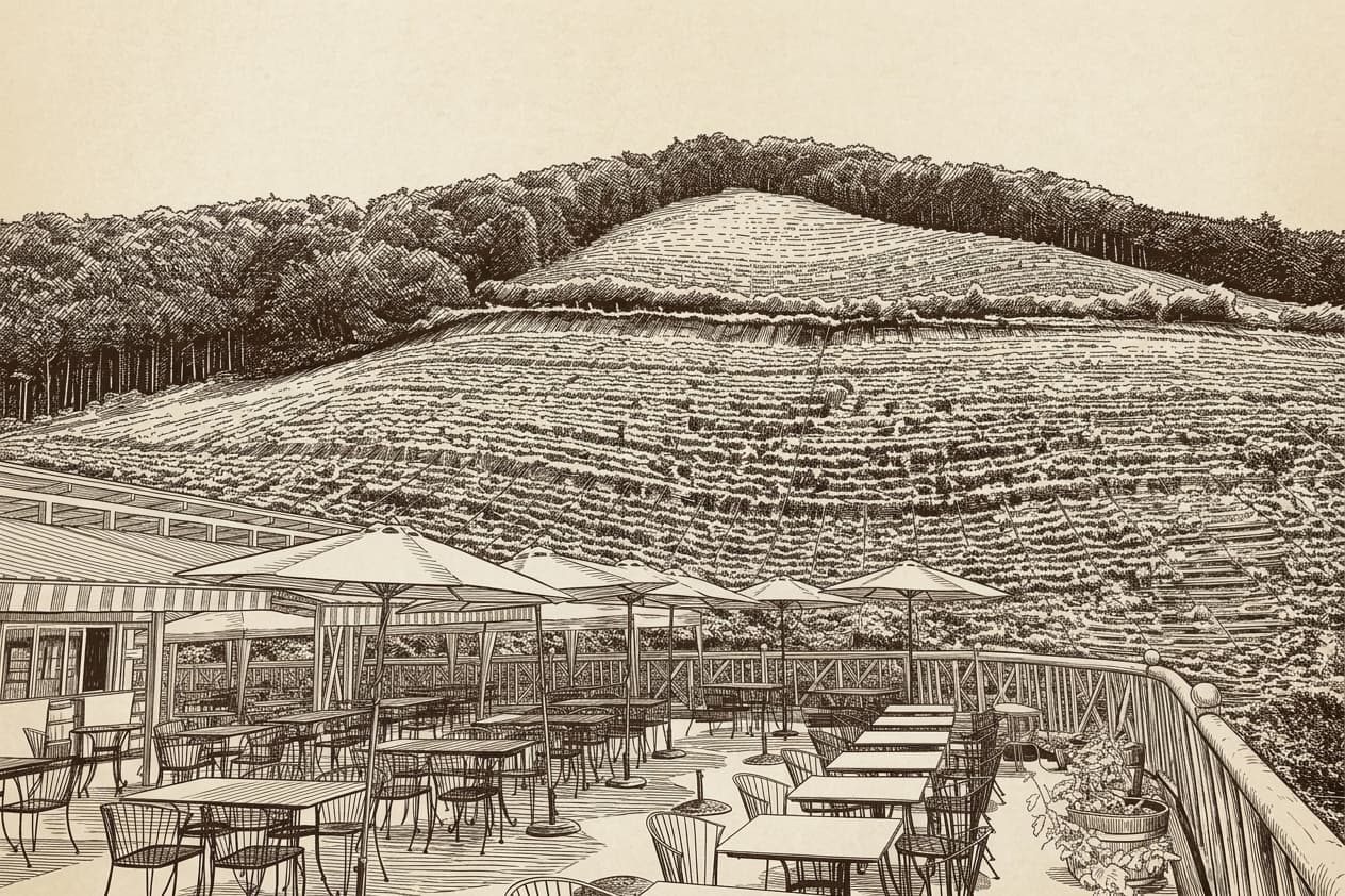 Etching of the Coco Farm & Winery vineyard
