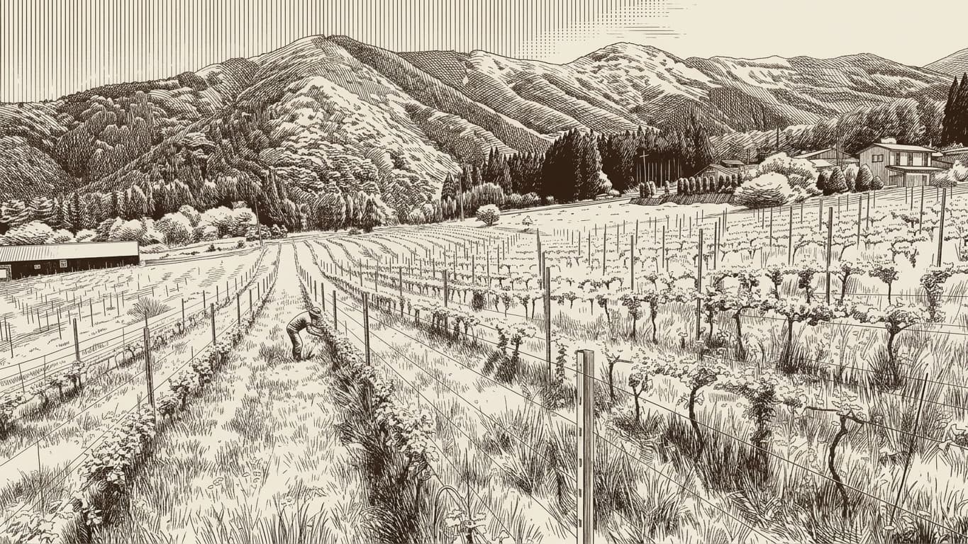 Etching of the Domaine Hase vineyard