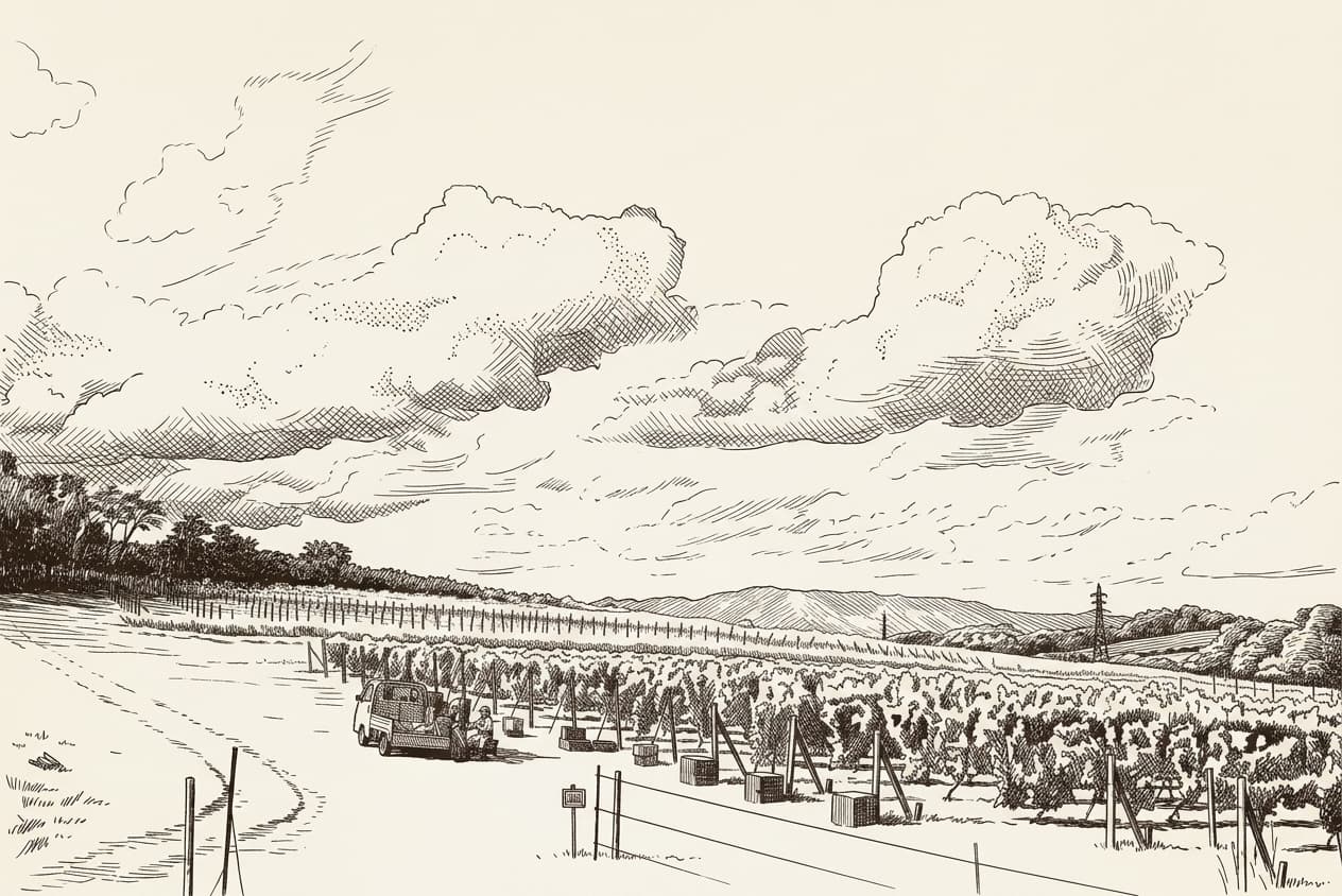 Etching of the Hamada Vineyard vineyard