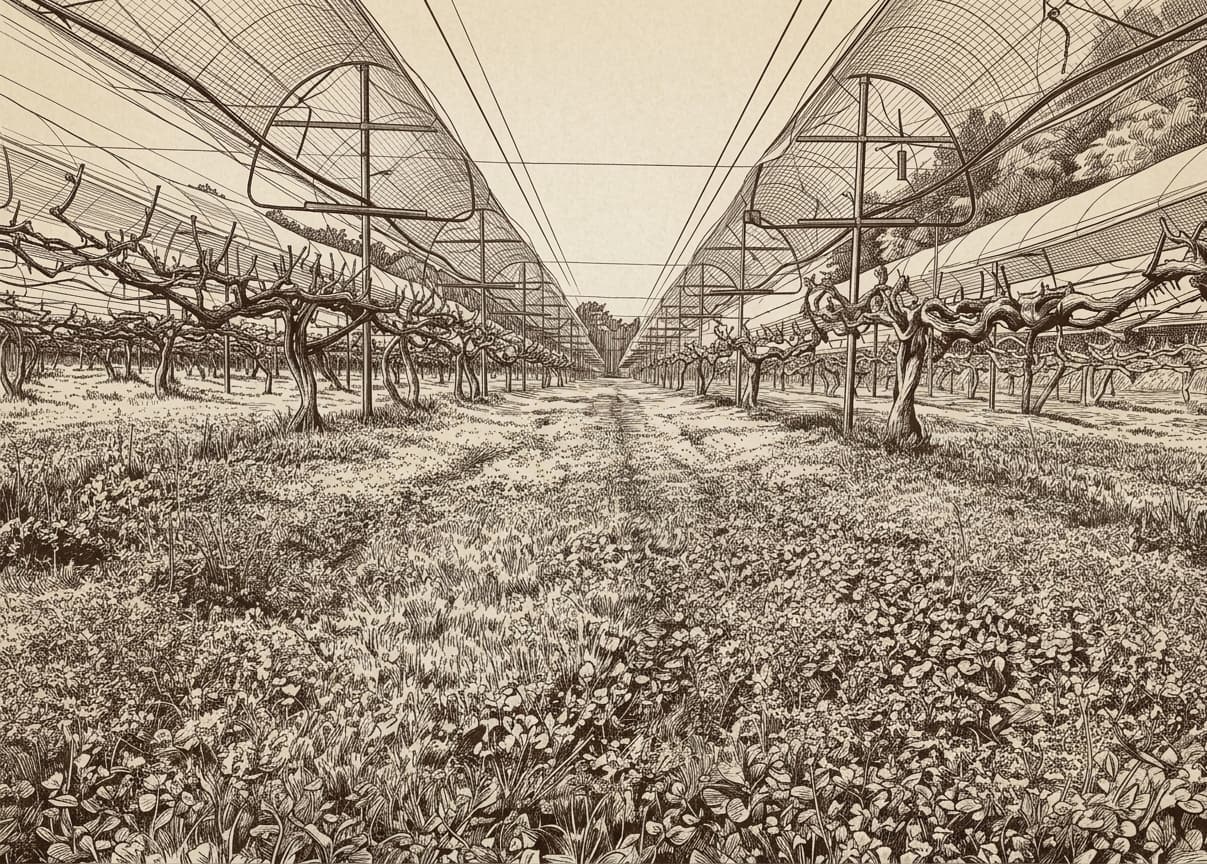Etching of the No. 505 Hiroshima Winery vineyard