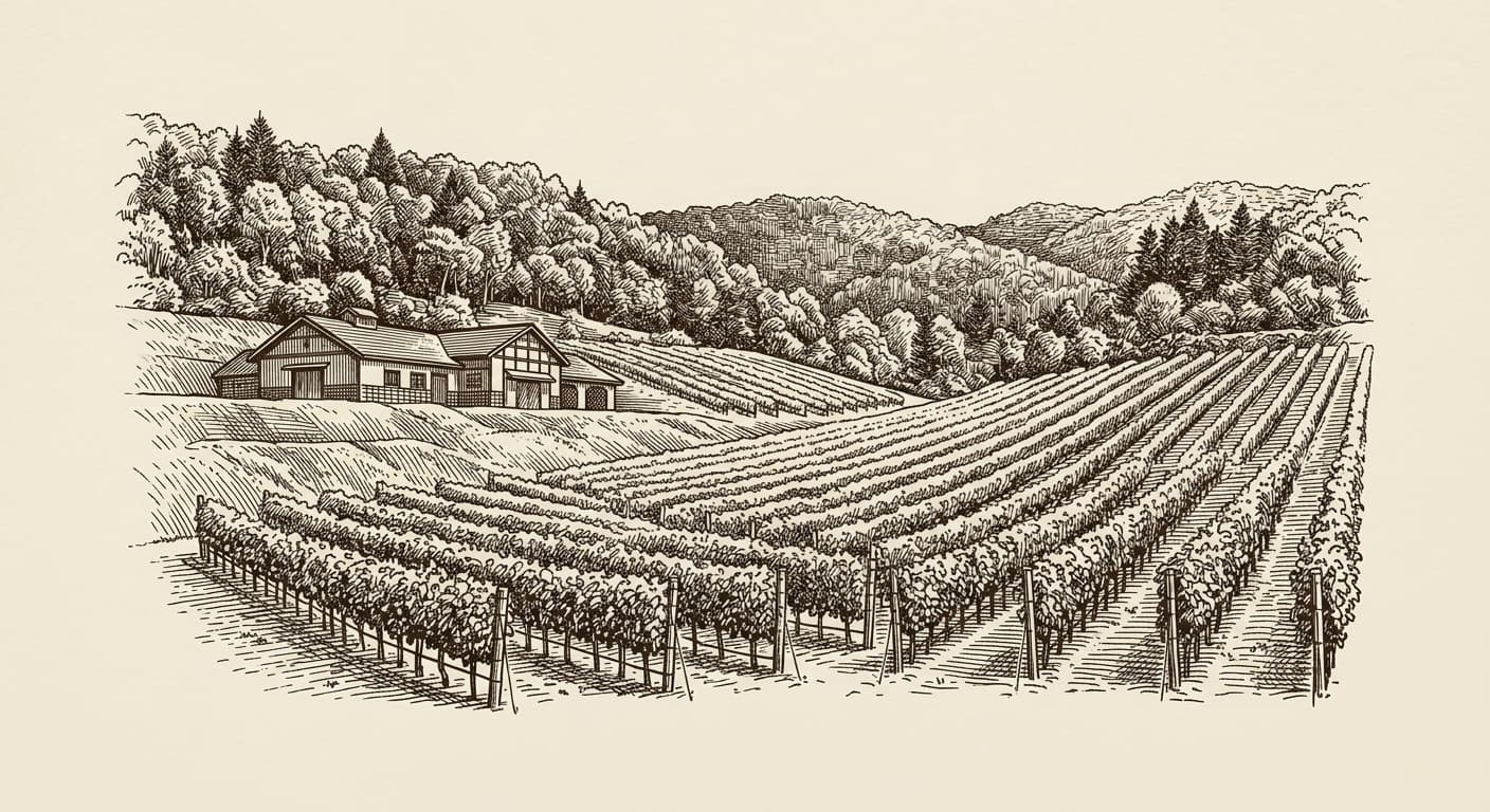 Etching of the Torocco Winery vineyard